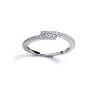 Girls Silver CZ Off Set Crossover Eternity Ring - GVR15K Jewelco London White E