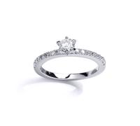 Girls Silver CZ Shoulder set Solitaire Engagement Ring - GVR13K Jewelco London White H
