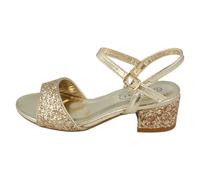 Girls Silver, Pink Or Gold Glitter Spot On Heeled Party Sandals: H1R114