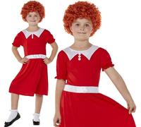 Girls Singing Orphan Fancy Dress Costume & Wig Childs Book Annie Outfit Smiffys