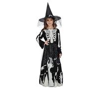 Girls Skeleton Witch Costume - Kids Skeleton Princess Abito Con Cappello Da | BAMBINO Abito Da Fantasia Gotico | Giochi Di Ruolo Per Feste In Costume, Dolcetto O Scherzetto, Eventi A Tema, Gioc