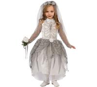Girls Skeleton Zombie Bride Costume Childs Halloween Corpse Fancy Dress Outfit K