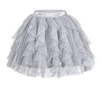 Girls Skirt Gray Layered Ruffle Fluffy Tutu Princess Party Birthday Age 7-8 Years