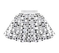 Girls Skirt Silver Sequin Mini Shining Party Dance Celebration Tulle Age 7-8 Years