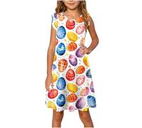 Girls Sleeveless Crew Neck Floral Vest Dresses for Women UK Knee Length Ruffle Hem Peplum Casual Loose Fit Swing Dress Funny Cute Dinosaur Print Beach Dresses Beach Multicolor5 7 Years