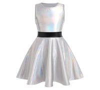 Girls Sleeveless Dress for Toddler Dance Performance Shiny Metallic Flare Party Dress Straight Dress Flower Girl Dress for 12 Months