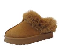 GIRLS SLIP ON WARM COSY FAUX FUR LINED IN OUT DOOR KIDS SLIPPERS SHOES BOOTS (Camel Brown, UK Footwear Size System, Little Kid, Women, Numeric, Medium, 12)