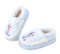 Girls Slippers Home Slippers Toddler Winter, Cute Cartoon Slip on House Shoes Blue Princess Fluffy Kids Warm Plush Comfy Non-Slip Gifts for Children Size Kids 3-9 Years
