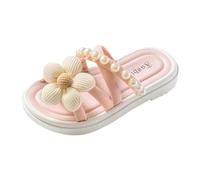 Girl's Slippers Soft House Slippers Cozy Open Toe Home Shoes Comfy Summer Indoor Outdoor Breathable Slides for Shower (Pink, 8.5 Toddler)