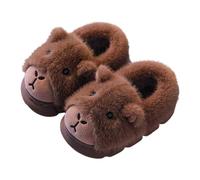 Girls Slippers Winter Warm Fleece Lined Back Cover Capybara Slippers Cozy Home Footwear Non Slip Sole Soft Plush Memory Foam for Age 2 To 10 Years