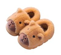 Girls Slippers Winter Warm Fleece Lined Back Cover Capybara Slippers Cozy Home Footwear Non Slip Sole Soft Plush Memory Foam for Age 2 To 10 Years