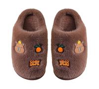 Girls Slippers Winter Warm Fleece Lined Capybara Slippers Cozy Home Footwear Non Slip Thick Sole Soft Plush Half Cover for Age 2 To 9 Years