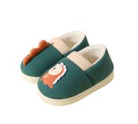 Girls Slippers Winter Warm Fluffy Dinosaur Design Slippers for Children Cosy Slippers for Girls Boys Comfortable for Indoor Outdoor Use, Green, 1/1.5 UK