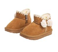 Girls Snow Boots With Fleece Lined, Kids Sherpa House Slipper Warm Winter Stay On Socks Non Slip Crib Shoes First Walkers Daily Use Booties Winter Footwear
