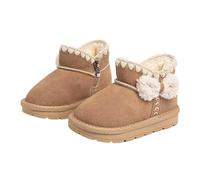 Girls Snow Boots With Fleece Lined, Kids Sherpa House Slipper Warm Winter Stay On Socks Non Slip Crib Shoes First Walkers Daily Use Booties Winter Footwear