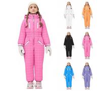 Girls' Snowsuit Kids Winter Hoodie Overalls All in One Jumpsuits Zip Up Down Jacket Softshell Dungarees Waterproof Ski Suits Padded Outerwear Thermal Rompers Outdoor Skiing Puffer Coat Age 5-15 Years