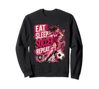 Girls Soccer Player Eat Sleep Soccer Repeat Athletic Graphic Sweatshirt