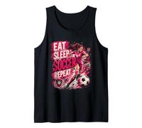 Girls Soccer Player Eat Sleep Soccer Repeat Athletic Graphic Tank Top