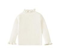 Girls Soft Cotton Lettuce Trim Base Layer Casual Solid Color Mock Neck Long Sleeve Sweater for Toddler Baby Girls Regular Fit Tops Fall Winter Clothes Outerwear (Light Ashy, 18-24 Months)