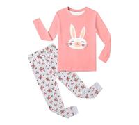 Girls' Soft Long Sleeve Top and Pants - Round Neck, Casual Two Piece, Toddler/Kids, Sizes 2-6, Moon and Star Print#g Pink