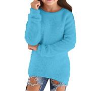 Girls Soft Loose Comfortable Long Sleeve Pullover Sweater Cozy Warm Thick Knit Top Cute Fall Winter Clothing for Kids #1203A