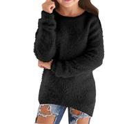 Girls Soft Loose Comfortable Long Sleeve Pullover Sweater Cozy Warm Thick Knit Top Cute Fall Winter Clothing for Kids #1203A