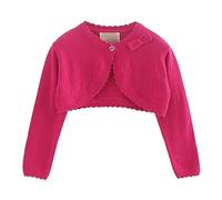 Girls' Solid Color Long Sleeve Open Front Bo e o Sh ug Cardigan Lace Single Button Down Bow Sweater Knit Sweaters Cardigan Sweater for Baby Girls 12-18 Months (Hot Pink, 12-18 Months)