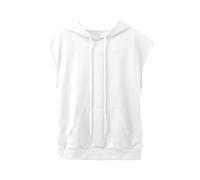 Girls Solid Hooded Drawstring Pocket Casual Short Sleeved Hoodie Vest Top Turtle Neck Top for Toddler Girl White