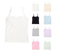 Girls Spaghetti Strap Camisole Cotton Soft Girls and Toddler Undershirts Lightweight Dance Tank Top Solid Sleeveless Undershirts Snug Fit Tagless Cami Tops Vest Basic Camisole (White, 11-12 Years)
