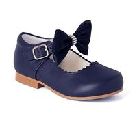 Girls Spanish Style Mary Jane Shoes, Diamanté Bow,Party Wear Silver, Gold, Pink, White or Navy Blue (Navy Blue, UK Footwear Size System, Big Kid, Women, Numeric, Medium, 1)