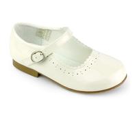 Girls Spanish Style Mary Jane Shoes Shiny Patent Cream Size UK13 Older Child