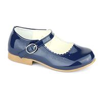 Girls Spanish Style Mary Jane Shoes Shiny Patent Navy Size UK1 Older Child