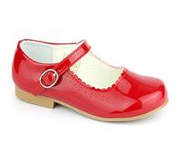 Girls Spanish Style Mary Jane Shoes Shiny Patent Red Size UK11 Child