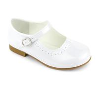 Girls Spanish Style Mary Jane Shoes Shiny Patent White Size UK1 Older Child