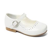 Girls Spanish Style Shoes Mary Jane Shiny Patent White Size UK5 Infant
