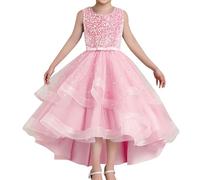 Girls Sparkling Sequin Princess Dress Birthday Party Gown Summer Flower Girl Special Occasion Dress Festival Outfit 3-13 Y