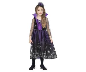 Girls Spiderella Halloween Spider Web Animal Fancy Dress Kids Gothic Costume
