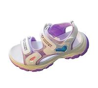 Girls Sport Sandals Open Toe Non Slip Soft Flat Walking Shoes Kids Arch Support Slip On Wide Fit Athletic Running Slides Summer Casual Beach Lightweight Slippers (Purple, 1 Big Kids)