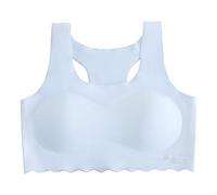 Girls' Sports Bra,Solid Color Training Bras Underwear with Fixed Bust Pad,Soft Seamless Racer back Camisole,Teenage Girls Developmental Crop Vest for Girl Kids 10-15 Years White