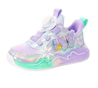 Girls' Sports Shoes, Children's Trainers with Butterfly & Snowflake Design, Breathable, Colourful Glitter Shoes, Outdoor Running Shoes, Indoor Shoes, Trainers, Tennis Shoes, Purple 1, 11.5 UK Child