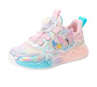 Girls' Sports Shoes, Children's Trainers with Butterfly & Snowflake Design, Breathable, Colourful Glitter Shoes, Outdoor Running Shoes, Indoor Shoes, Trainers, Tennis Shoes, Pink (pink 1), 9 UK