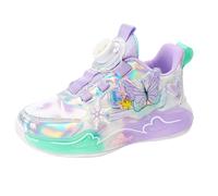Girls' Sports Shoes, Children's Trainers with Butterfly & Snowflake Design, Breathable, Colourful Glitter Shoes, Outdoor Running Shoes, Indoor Shoes, Trainers, Tennis Shoes, Purple 2, 10.5 UK Child