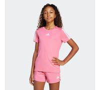 adidas Junior Girls Train Essentials 3 Stripe T-Shirt - Pink, Pink Fusion/White, Size 7-8 Years Pink Fusion/White
