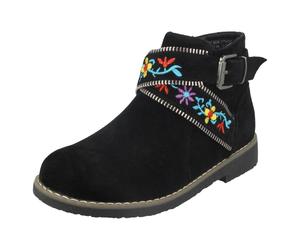 Girls Spot On Ankle Boots 'With Embroidered Flowers'