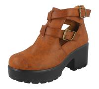 Girls Spot On Chunky Sole Heeled Shoes H3038
