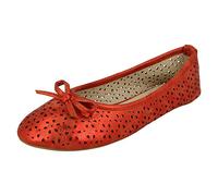 Girls Spot On Cut Out Detail Ballerina Flats H2353 - Red - UK Size 1 Child - EU Size 33 - US Size 2
