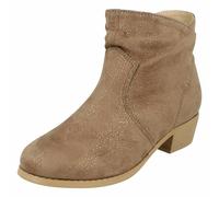 Girls Spot On 'H5082' Shimmer Microfibre Block Heel Zip Up Ankle Boots