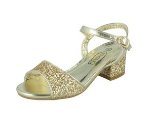 Girls Spot On Mid Block Heel Party Summer Smart Formal Sandals 'H1R114'