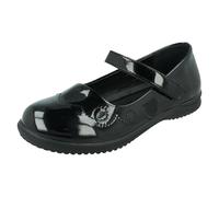 Girls Spot On Patent Hook & Loop School Shoes