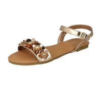 Girls Spot On Sequin Flower Trim Sandals H0270